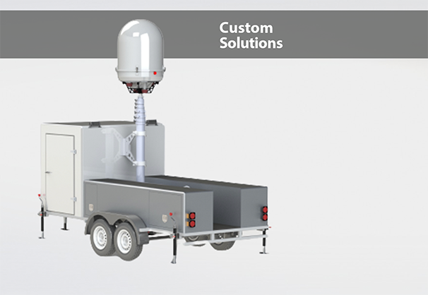 A radar mounted to an equipment trailer for portability, custom built and designed by EWR Radar Systems.