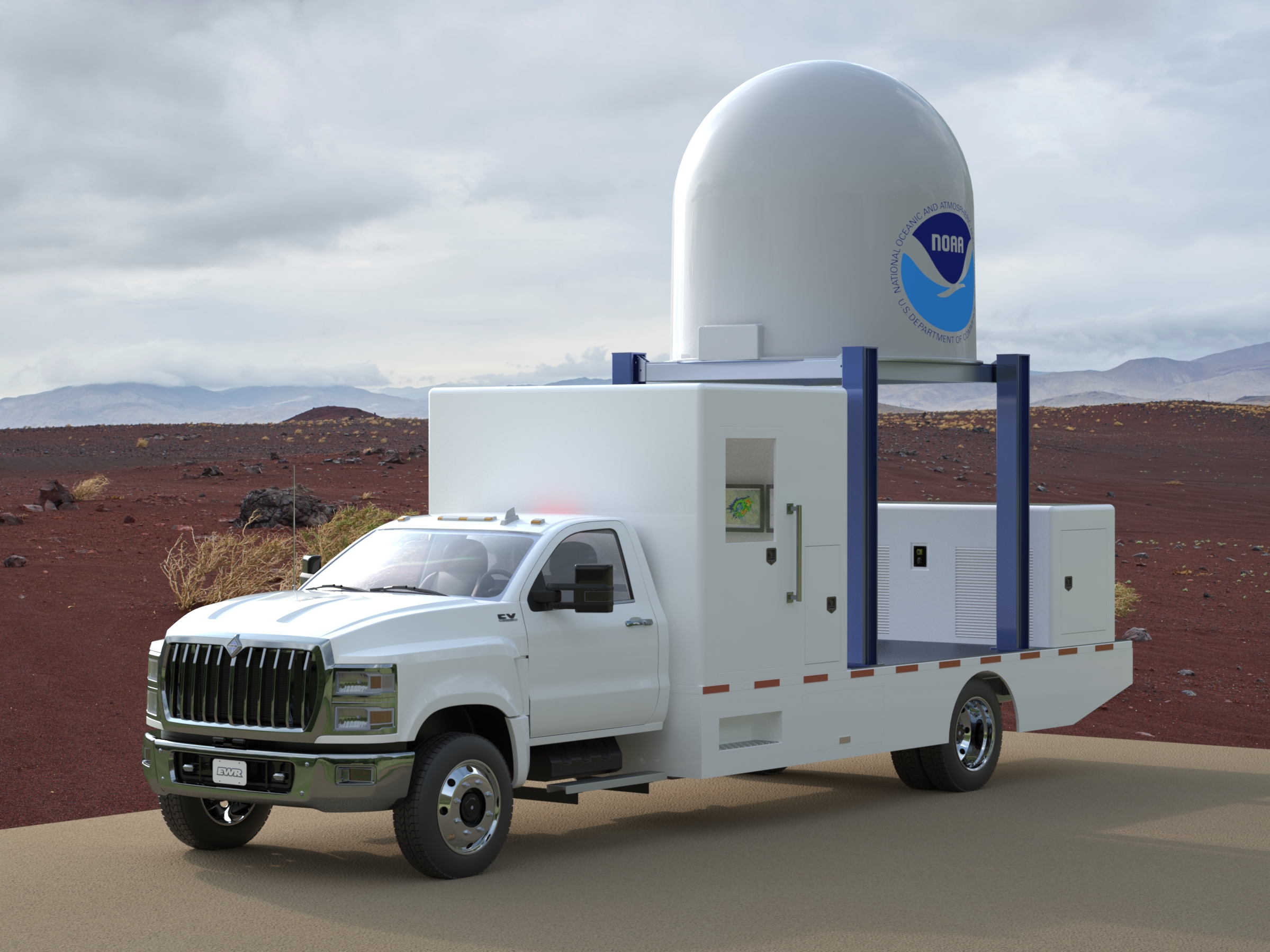 A custom-designed mobile unit created by EWR Radar Systems for the National Oceanic and Atmospheric Administration.